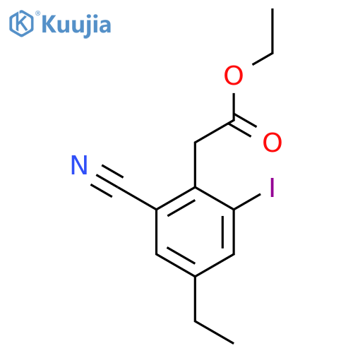 Ethyl 2-cyano-4-ethyl-6-iodophenylacetate structure