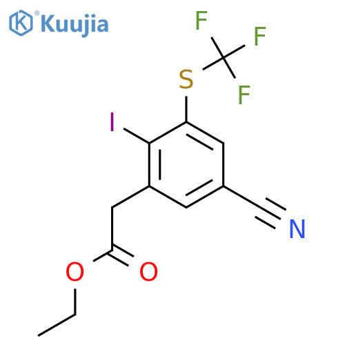 Ethyl 5-cyano-2-iodo-3-(trifluoromethylthio)phenylacetate structure