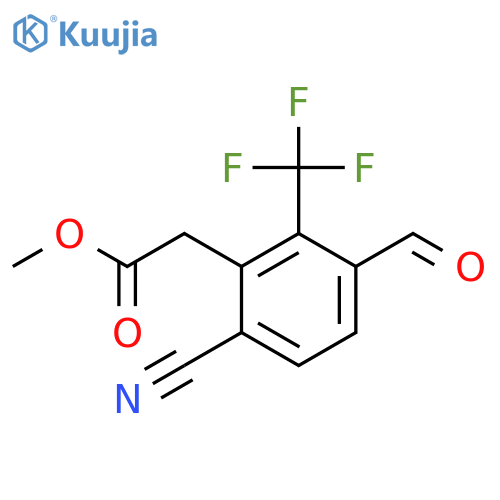 Methyl 6-cyano-3-formyl-2-(trifluoromethyl)phenylacetate structure