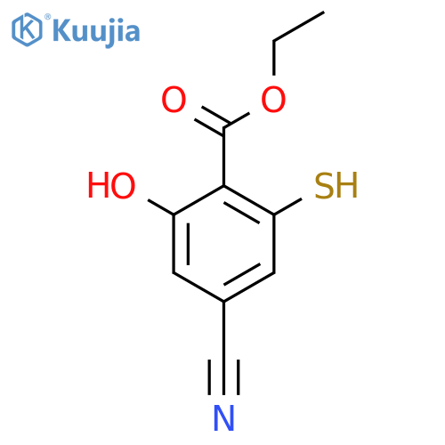 Ethyl 4-cyano-2-hydroxy-6-mercaptobenzoate structure