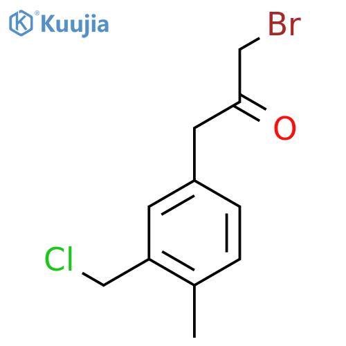 1-Bromo-3-(3-(chloromethyl)-4-methylphenyl)propan-2-one structure