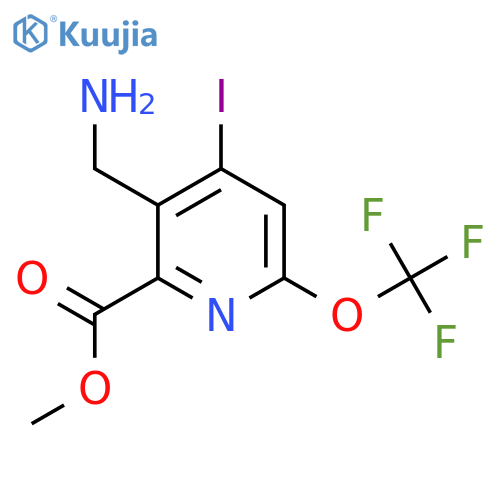 Methyl 3-(aminomethyl)-4-iodo-6-(trifluoromethoxy)pyridine-2-carboxylate structure