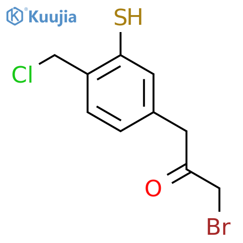 1-Bromo-3-(4-(chloromethyl)-3-mercaptophenyl)propan-2-one structure