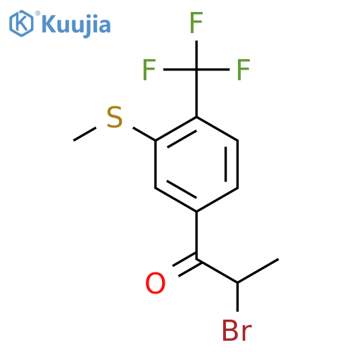 2-Bromo-1-(3-(methylthio)-4-(trifluoromethyl)phenyl)propan-1-one structure