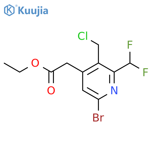 Ethyl 6-bromo-3-(chloromethyl)-2-(difluoromethyl)pyridine-4-acetate structure
