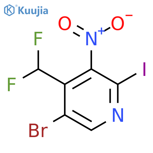 5-Bromo-4-(difluoromethyl)-2-iodo-3-nitropyridine structure