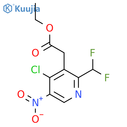 Ethyl 4-chloro-2-(difluoromethyl)-5-nitropyridine-3-acetate structure