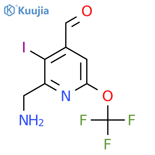 2-(Aminomethyl)-3-iodo-6-(trifluoromethoxy)pyridine-4-carboxaldehyde structure
