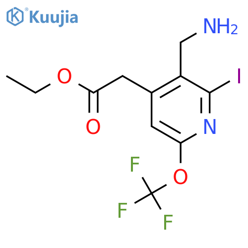 Ethyl 3-(aminomethyl)-2-iodo-6-(trifluoromethoxy)pyridine-4-acetate structure