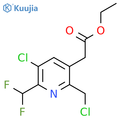 Ethyl 3-chloro-6-(chloromethyl)-2-(difluoromethyl)pyridine-5-acetate structure