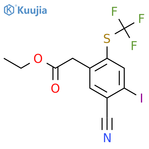 Ethyl 5-cyano-4-iodo-2-(trifluoromethylthio)phenylacetate structure