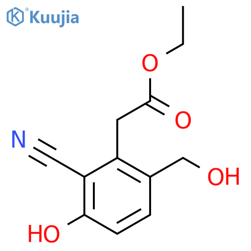 Ethyl 2-cyano-3-hydroxy-6-(hydroxymethyl)phenylacetate structure
