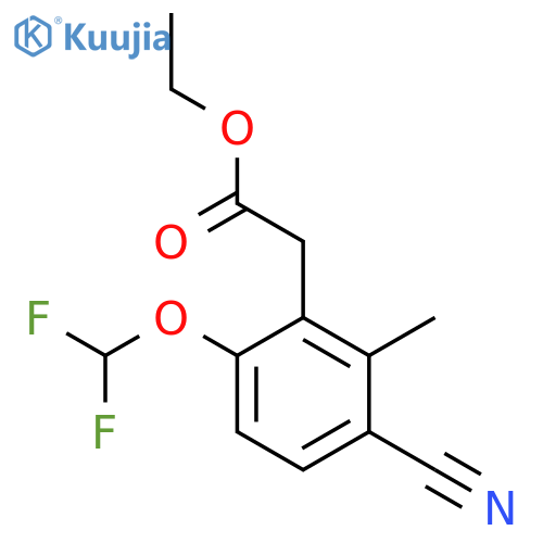 Ethyl 3-cyano-6-difluoromethoxy-2-methylphenylacetate structure