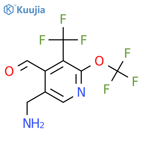 5-(Aminomethyl)-2-(trifluoromethoxy)-3-(trifluoromethyl)pyridine-4-carboxaldehyde structure