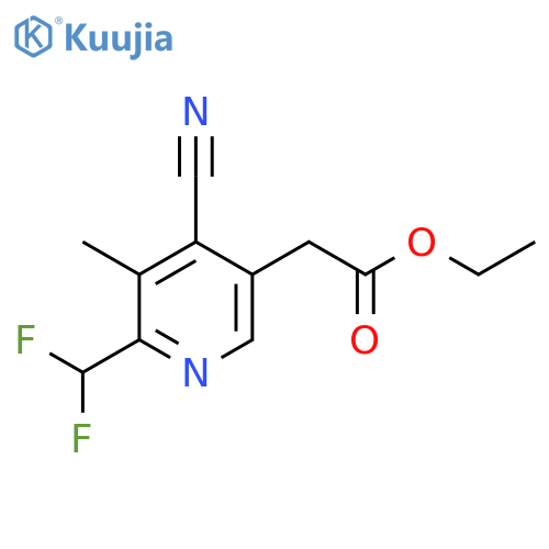 Ethyl 4-cyano-2-(difluoromethyl)-3-methylpyridine-5-acetate structure