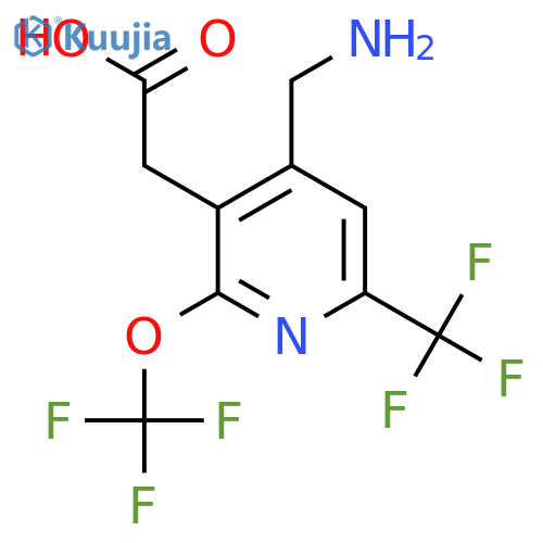 4-(Aminomethyl)-2-(trifluoromethoxy)-6-(trifluoromethyl)pyridine-3-acetic acid structure