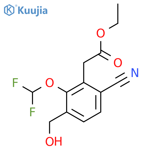 Ethyl 6-cyano-2-difluoromethoxy-3-(hydroxymethyl)phenylacetate structure