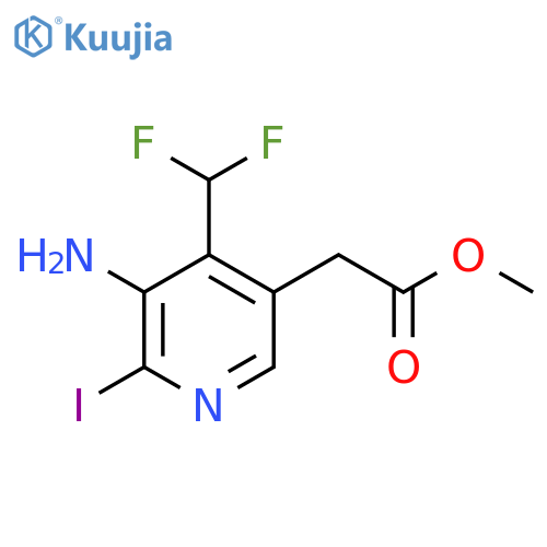 Methyl 3-amino-4-(difluoromethyl)-2-iodopyridine-5-acetate structure