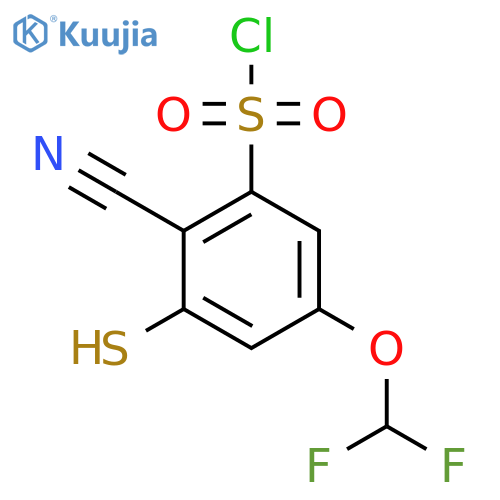 2-Cyano-5-difluoromethoxy-3-mercaptobenzenesulfonyl chloride structure