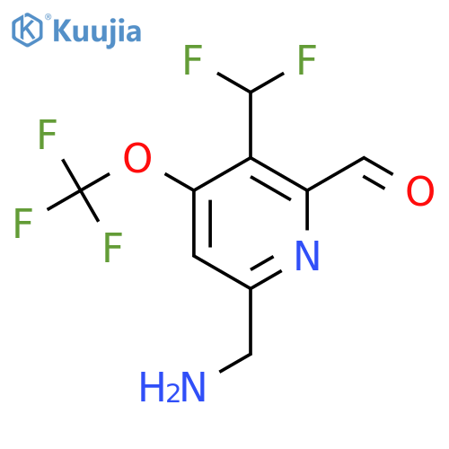 6-(Aminomethyl)-3-(difluoromethyl)-4-(trifluoromethoxy)pyridine-2-carboxaldehyde structure