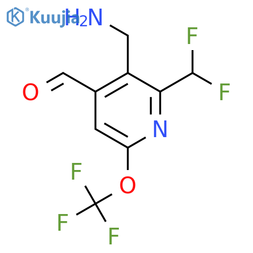 3-(Aminomethyl)-2-(difluoromethyl)-6-(trifluoromethoxy)pyridine-4-carboxaldehyde structure