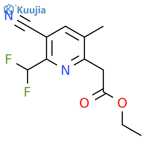 Ethyl 3-cyano-2-(difluoromethyl)-5-methylpyridine-6-acetate structure
