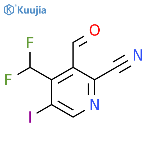 2-Cyano-4-(difluoromethyl)-5-iodopyridine-3-carboxaldehyde structure