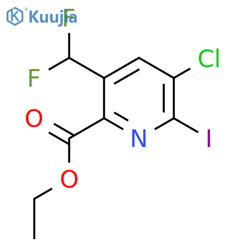 Ethyl 3-chloro-5-(difluoromethyl)-2-iodopyridine-6-carboxylate structure