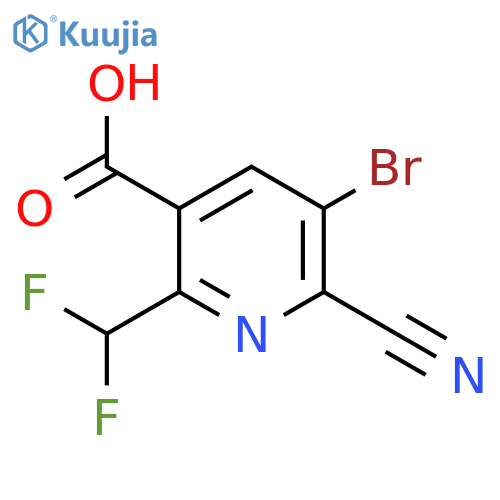 3-Bromo-2-cyano-6-(difluoromethyl)pyridine-5-carboxylic acid structure