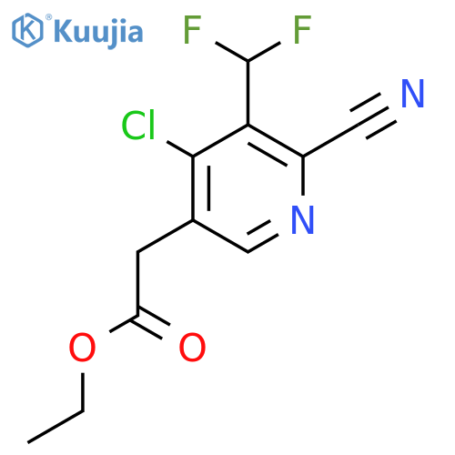 Ethyl 4-chloro-2-cyano-3-(difluoromethyl)pyridine-5-acetate structure