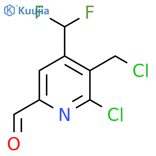 2-Chloro-3-(chloromethyl)-4-(difluoromethyl)pyridine-6-carboxaldehyde structure