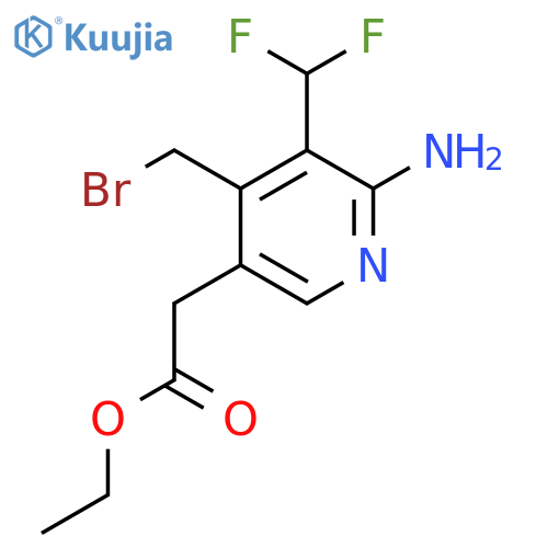 Ethyl 2-amino-4-(bromomethyl)-3-(difluoromethyl)pyridine-5-acetate structure