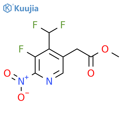 Methyl 4-(difluoromethyl)-3-fluoro-2-nitropyridine-5-acetate structure