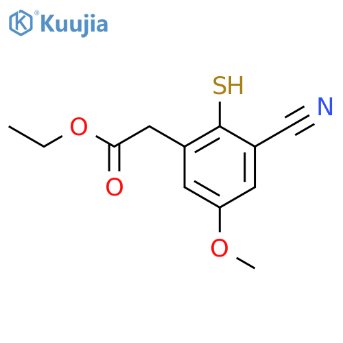 Ethyl 3-cyano-2-mercapto-5-methoxyphenylacetate structure