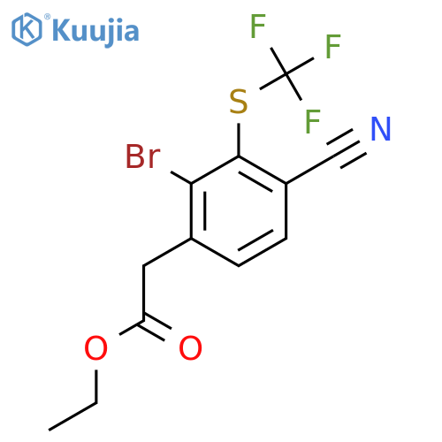 Ethyl 2-bromo-4-cyano-3-(trifluoromethylthio)phenylacetate structure