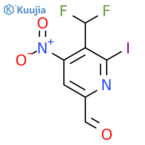 3-(Difluoromethyl)-2-iodo-4-nitropyridine-6-carboxaldehyde structure