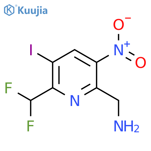 2-(Aminomethyl)-6-(difluoromethyl)-5-iodo-3-nitropyridine structure