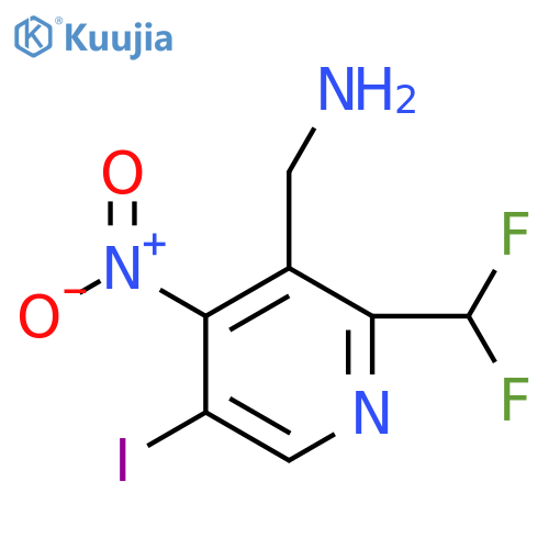 3-(Aminomethyl)-2-(difluoromethyl)-5-iodo-4-nitropyridine structure