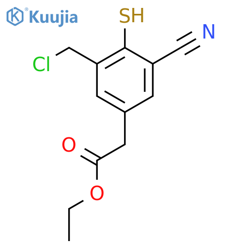 Ethyl 3-chloromethyl-5-cyano-4-mercaptophenylacetate structure