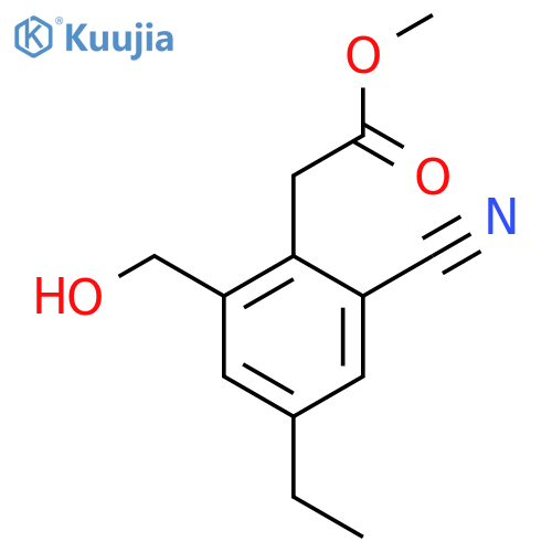 Methyl 2-cyano-4-ethyl-6-(hydroxymethyl)phenylacetate structure