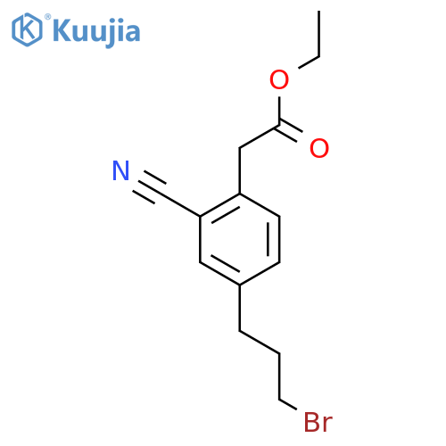 Ethyl 4-(3-bromopropyl)-2-cyanophenylacetate structure