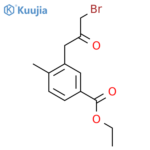 Ethyl 3-(3-bromo-2-oxopropyl)-4-methylbenzoate structure