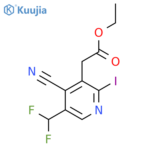 Ethyl 4-cyano-5-(difluoromethyl)-2-iodopyridine-3-acetate structure