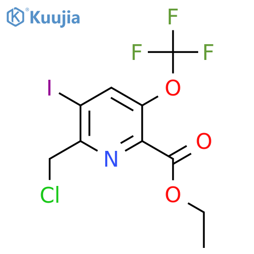 Ethyl 2-(chloromethyl)-3-iodo-5-(trifluoromethoxy)pyridine-6-carboxylate structure