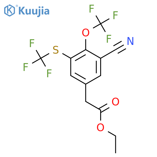 Ethyl 3-cyano-4-trifluoromethoxy-5-(trifluoromethylthio)phenylacetate structure
