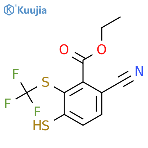 Ethyl 6-cyano-3-mercapto-2-(trifluoromethylthio)benzoate structure