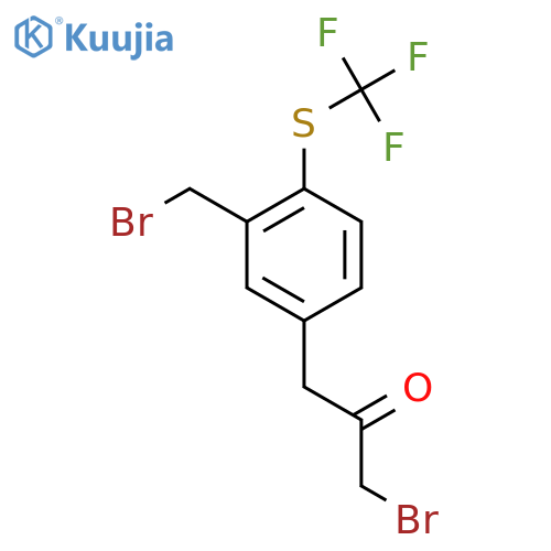 1-Bromo-3-(3-(bromomethyl)-4-(trifluoromethylthio)phenyl)propan-2-one structure