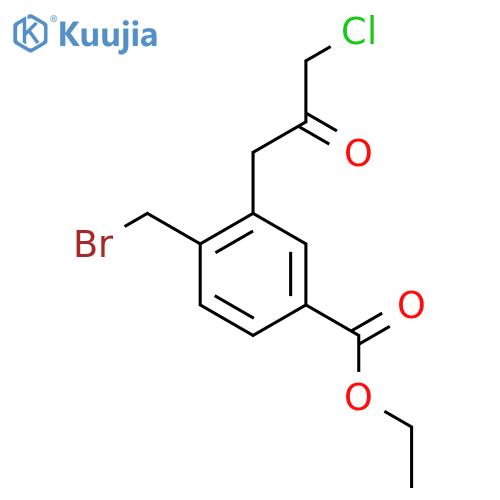 Ethyl 4-(bromomethyl)-3-(3-chloro-2-oxopropyl)benzoate structure