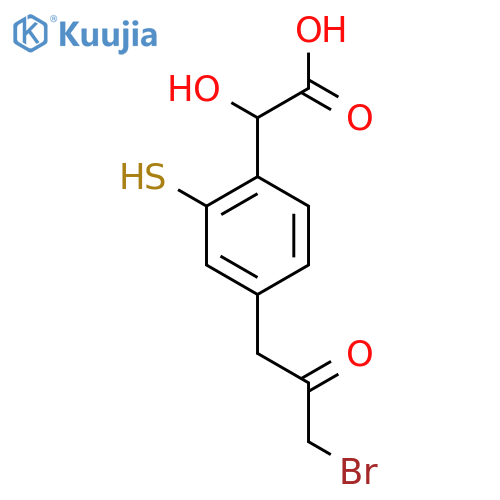 4-(3-Bromo-2-oxopropyl)-2-mercaptomandelic acid structure