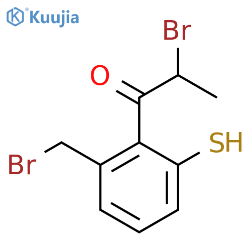 2-Bromo-1-(2-(bromomethyl)-6-mercaptophenyl)propan-1-one structure